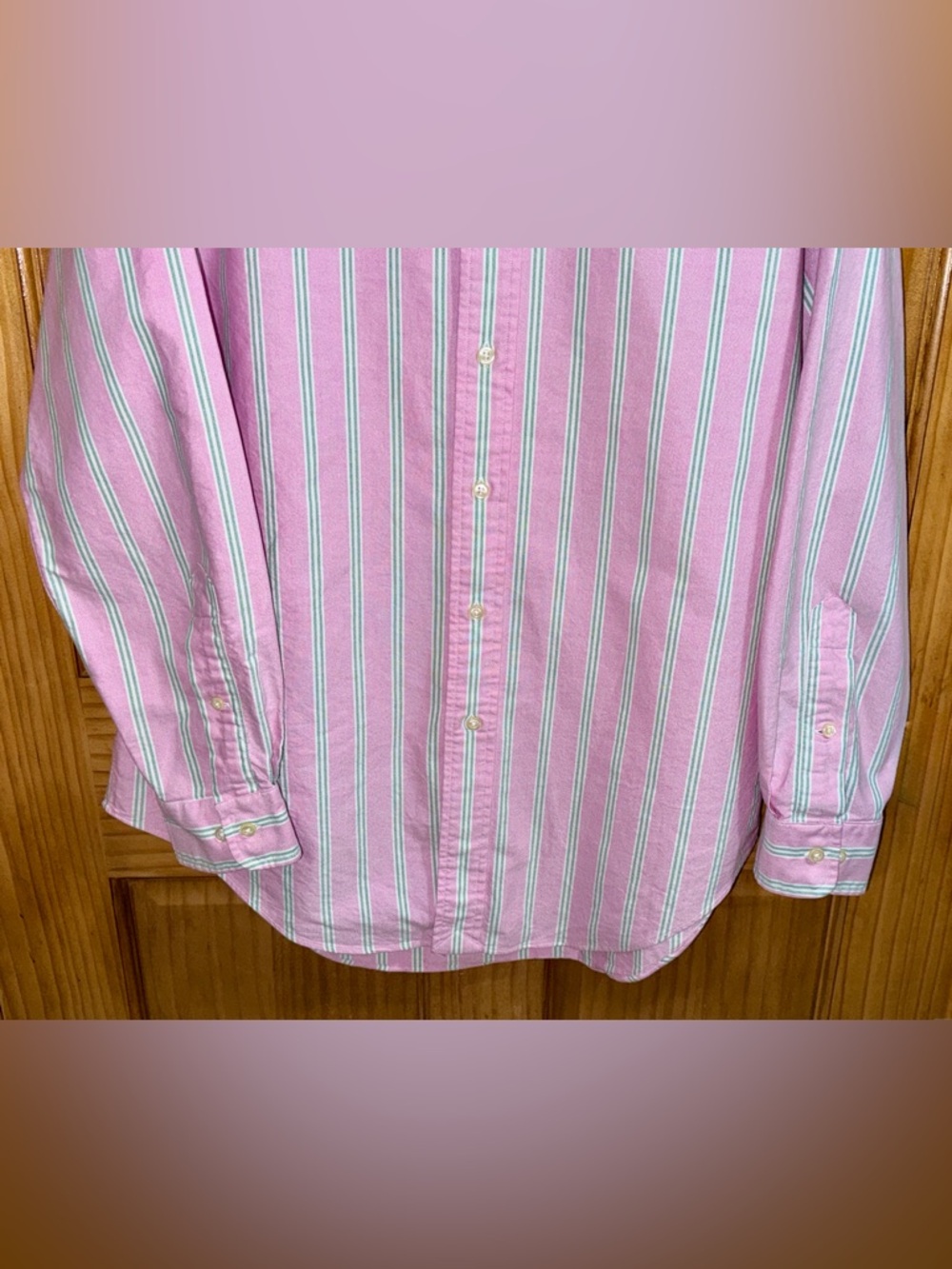 Ralph Lauren Men’s Pink, Green & White Striped Button-Down Shirt-15.5:32/33-EC - Picture 5 of 10